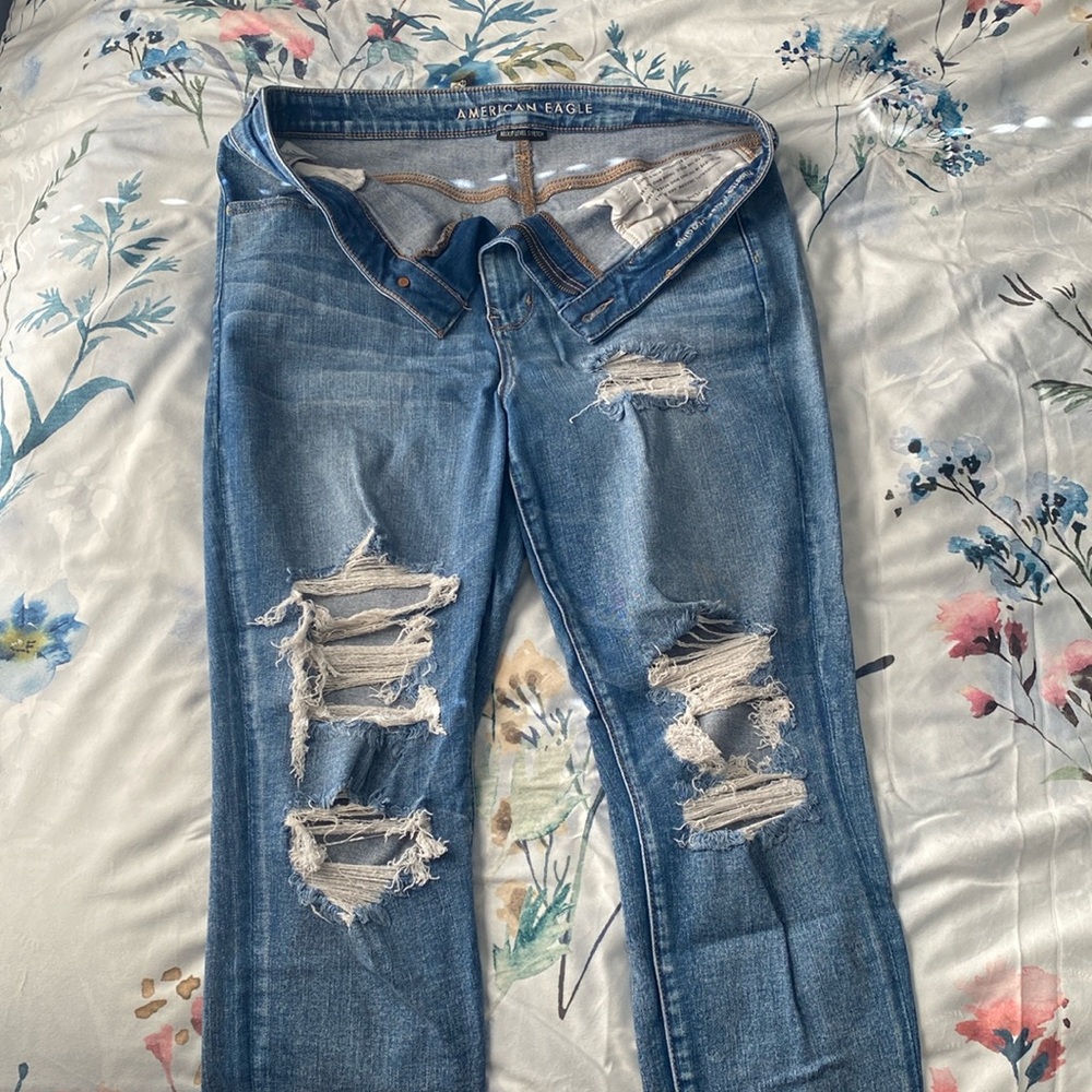American Eagle high rise ripped distressed jeggings size 16S